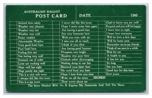 Comic Australian Ballot Greetings UNP Unused DB Postcard U4