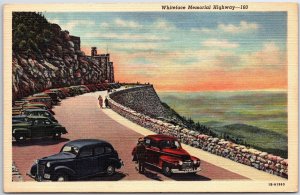 VINTAGE POSTCARD 1940s WHITEFACE MEMORIAL HIGHWAY LAKE PLACID PARKED CARS