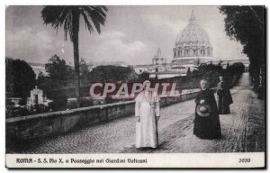 Old Postcard Roma Passeggio Noi Giardini Vaticani Pope