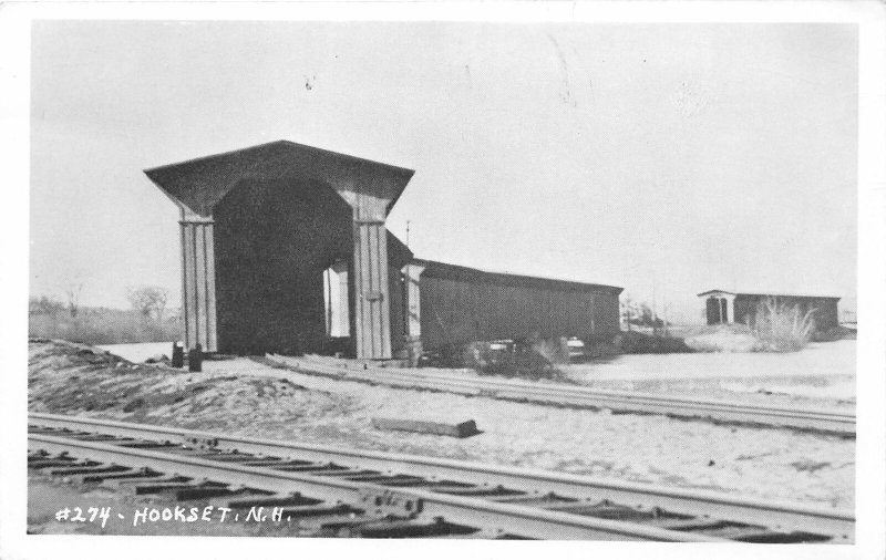 F77/ Hookset New Hampshire RPPC Postcard c1950s Railroad Depot 20