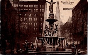 Postcard Fountain Square in Cincinnati, Ohio