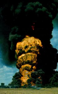 Oklahoma Typical Oil Well Fire Being Brought Under Control