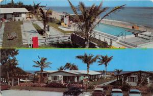 Pompano Beach Florida~Beach Villa Resort~2 Views~Classic Cars~1954 Postcard