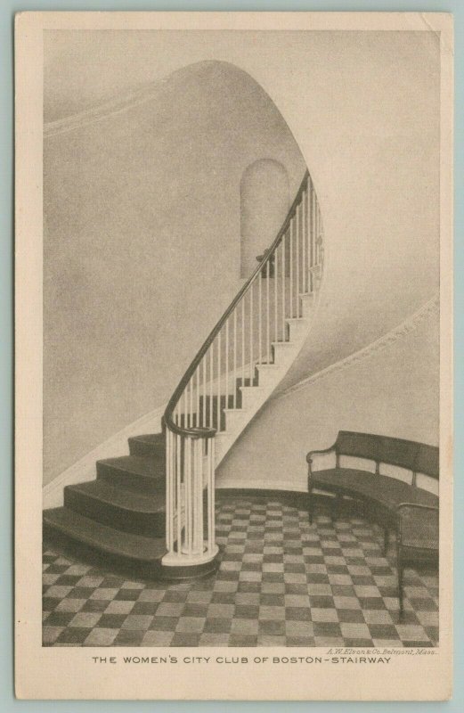 Boston Massachusetts~Women's City Club~The Stairway~c1910~Postcard