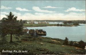 Boothbay ME Old Hulks/Ships c1910 Postcard