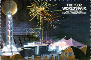 Postcard TN Knoxville 1982 World's Fair - Fireworks over river