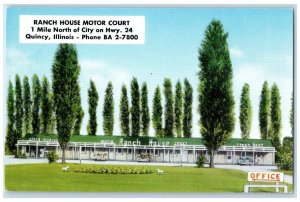 c1940 Ranch House Motor Court Mile North City Highway Quincy Illinois Postcard