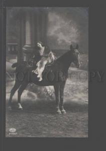 3097405 Belle Woman LONG HAIR on HORSE Vintage PHOTO PC