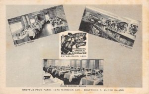 DREYFUS FROG FARM Bar Restaurant WARWICK Rhode Island '40s RARE Vintage Postcard