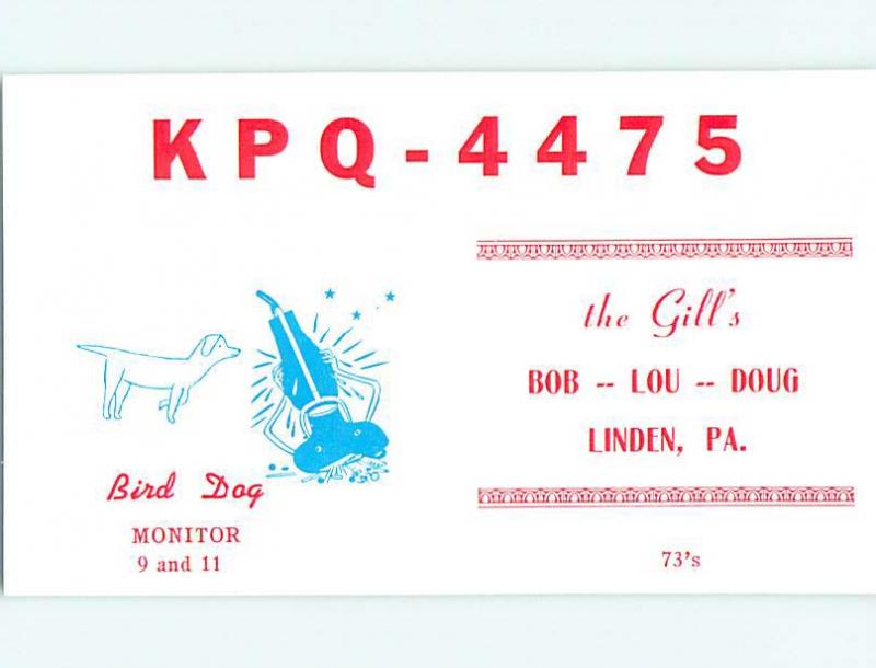 comic - QSL CB HAM RADIO CARD Linden Pennsylvania PA t9582