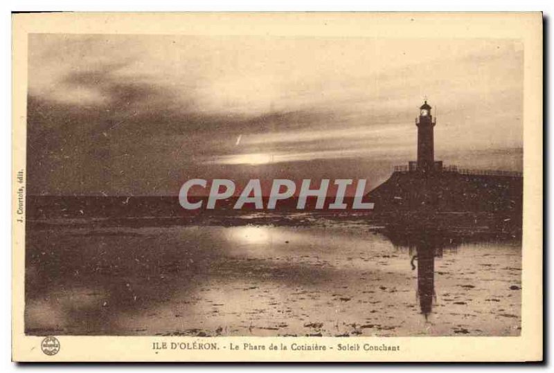Old Postcard Ile d'Oleron The Cotiniere Lighthouse Sunset