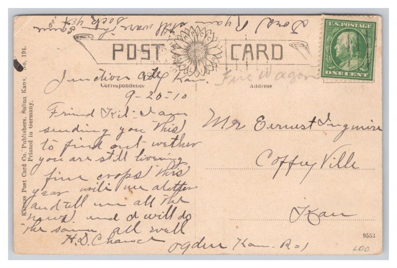 Junction City Kansas Opera House Postcard c1910