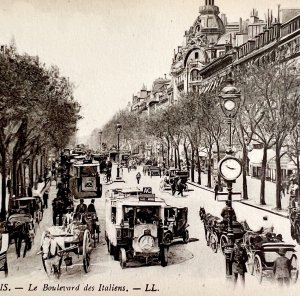 Paris France Boulevard Of The Italians Carriages Art #2 1910s Postcard PCBG12A