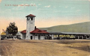 J41/ Lake George New York Postcard c1910 D&H Railroad Depot Station 7