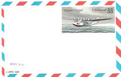 UXC22  Air Mail Postcard  China Clipper. Airplane.