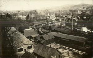 Birdseye View RR Train Stations Springfield VT? Real Photo Postcard