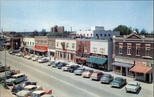 Amos Quebec PQ Classic 1950s Cars Street Scene Vintage Postcard