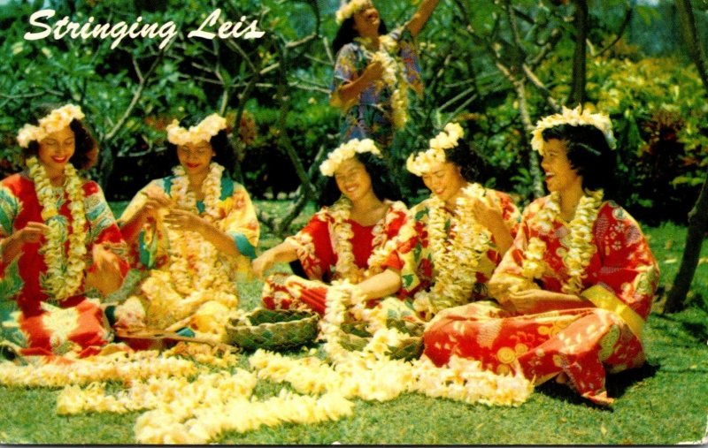 Hawaii Honolulu Native Girls Stringing Leis 1998