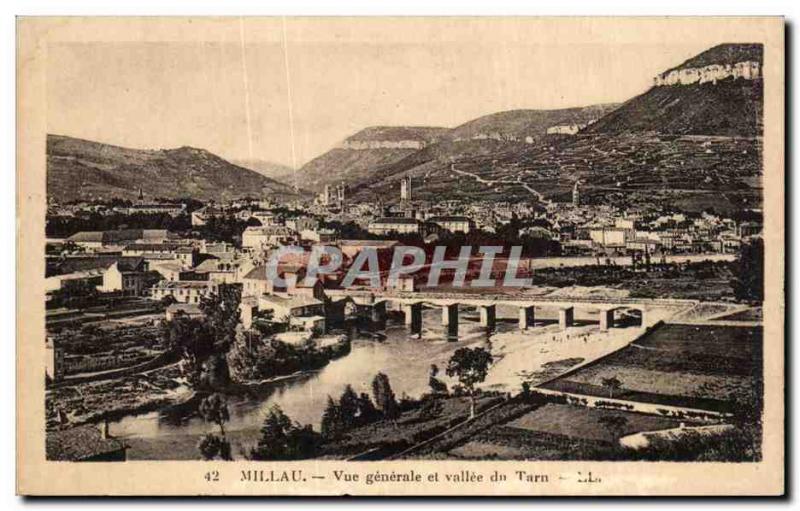 Old Postcard Millau General view and valley of the Tarn