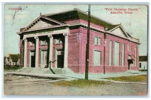 1913 First Christian Church Amarillo Texas TX Antique Posted Postcard
