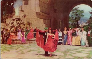 Santa Barbara California Dancing Fiesta Union Oil Advertising Postcard H40