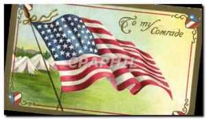 Old Postcard Army Flag US Flag