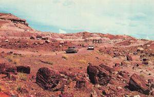 AZ, Arizona  CARS in the BLUE FOREST~Petrified Forest   1967 Chrome Postcard