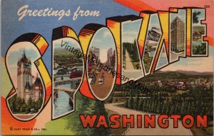 Greetings from Spokane Washington Postcard PC355