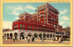 Vtg Atlantic City New Jersey NJ Chalfonte Hotel Street View 1930s Linen Postcard