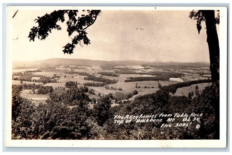 Maryland MD Postcard RPPC Photo The Alleghenies From Table Rock Top Of Backbone