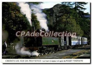 Postcard Modern Railway Train de Provence steam in Puget Theniers station loc...