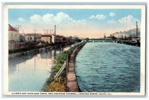 c1920s Illinois Michigan Canal Drainage Channel Looking North Joliet IL Postcard