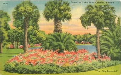 BEAUTIFUL ORLANDO FL FROM LAKE EOLA POSTCARD- 1947