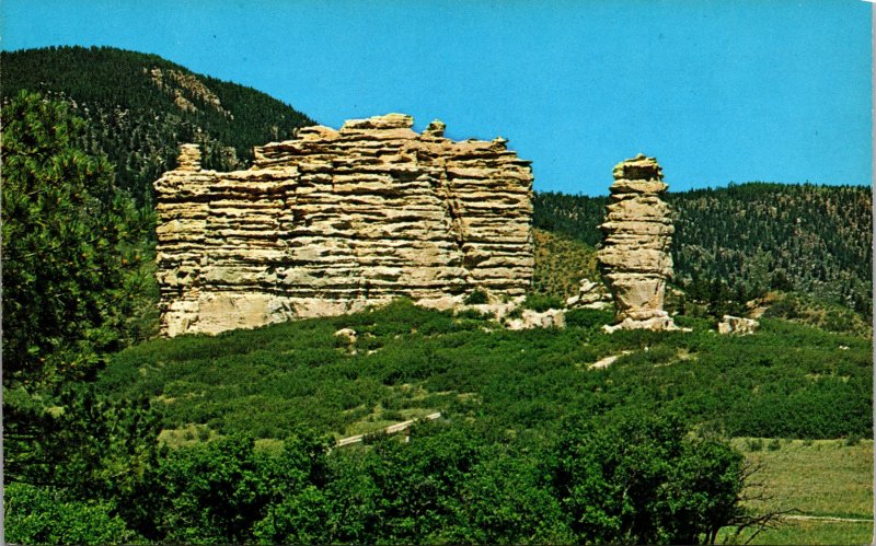 Cathedral Rocks nr US Air Force Academy Colorado Springs CO Postcard unused '50s