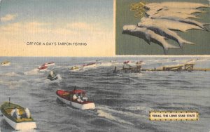 Tarpon Fishing Boats, Port Aransas, Texas Gulf of Mexico 1940s Vintage Postcard