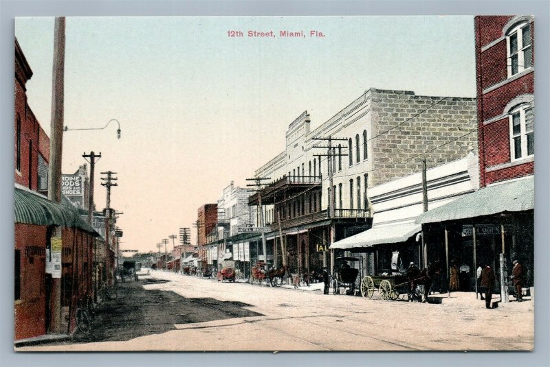 MIAMI FL 12th STREET ANTIQUE POSTCARD