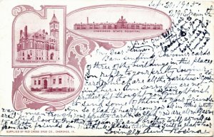 Postcard IA Cherokee County Court House Public Library State Hospital 1905 M41