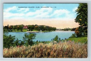 Galesburg IL, Soangataha Country Club, Illinois, Linen Postcard
