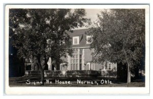 RPPC  NORMAN, OK ~ Sigma Nu House UNIVERSITY OF OKLAHOMA Fraternity  Postcard