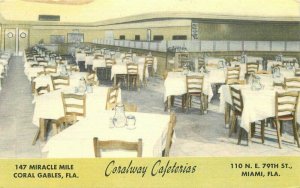 Coralway Cafeterias Coral Gables Miami Florida Interior Postcard MWM 20-10456