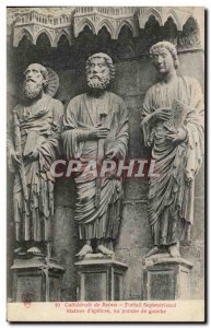 Old Postcard Cathedral of Reims Portal Statues of Northern & # 39apotres the ...