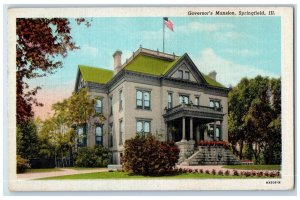 1948 Governor's Mansion Exterior Building Springfield Illinois Vintage Postcard 