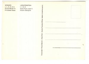 Royal Stamps, Monaco, Liechtenstein on Postcard