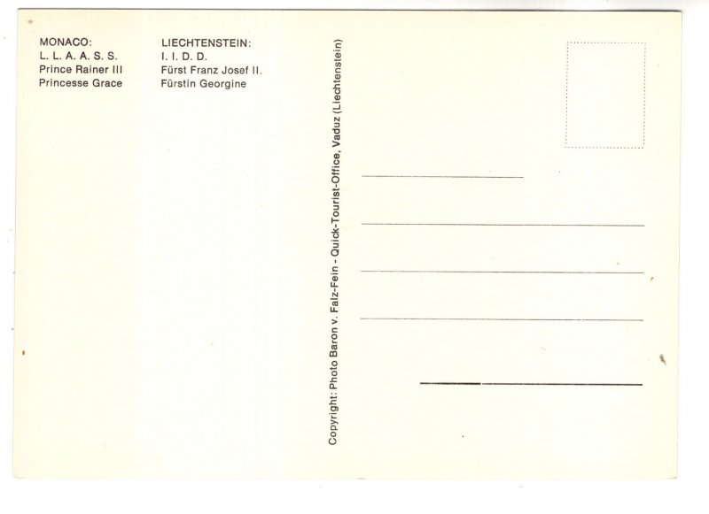 Royal Stamps, Monaco, Liechtenstein on Postcard
