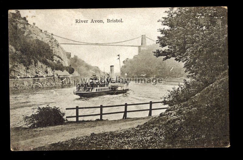 TQ2919 - Bristol - Paddle Steamer chugs up the River Avon to Bristol - postcard