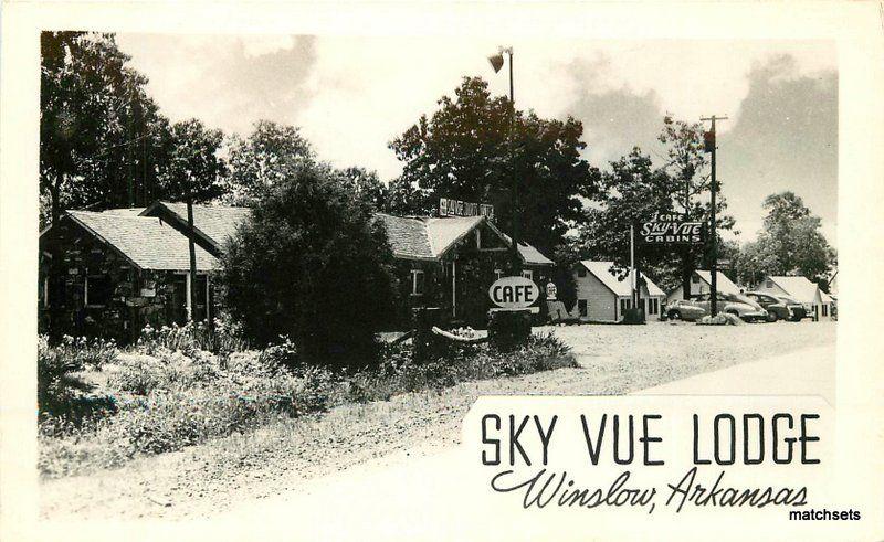 Autos 1940s Sky Vue Lodge Winslow Arkansas Cafe RPPC real photo postcard 11368 