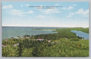 Keweenaw Michigan~Aerial View Of Copper Harbor & Lake Fanny Hooe~Vintage PC 
