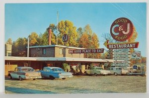 Claxton Georgia C & J RESTAURANT US 301-25 North 1950s Automobiles Postcard S1