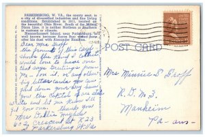 1948 Greetings From Parkersburg West Virginia WV, Large Letters Vintage Postcard 