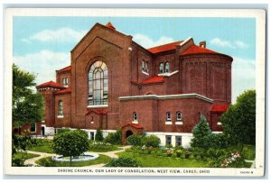 1947 Shrine Church Our Lady Consolation West View Carey Ohio OH Vintage Postcard